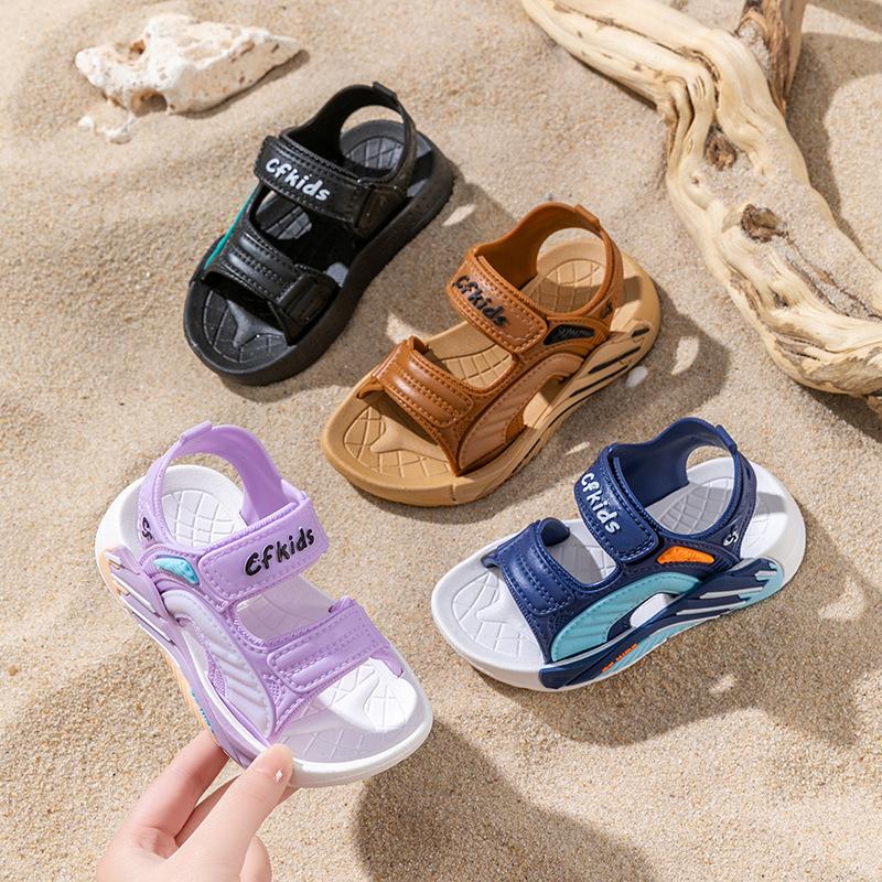 New Summer Children's Sandals, Non-Slip Soft Sole, Girls' Medium and Large Kids' Velcro Shoes, Toddler Beach Sandals