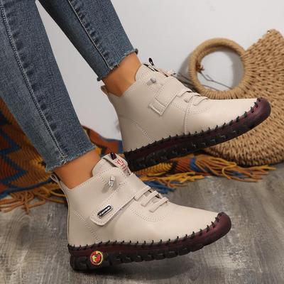 Зимние плюшевые женские ботинки Оксфорды ручной работы сшитые на мягкой подошве кожаные ботильоны для женщин теплая плюшевая хлопковая обувь