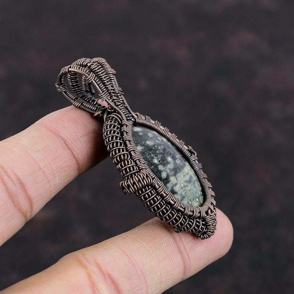 Ocean Jasper Pendant Copper Wire Wrapped Pendant Ocean Jasper Jewelry Gemstone Pendant Copper Jewelry Handmade Stylish Pendant Gift For Mom