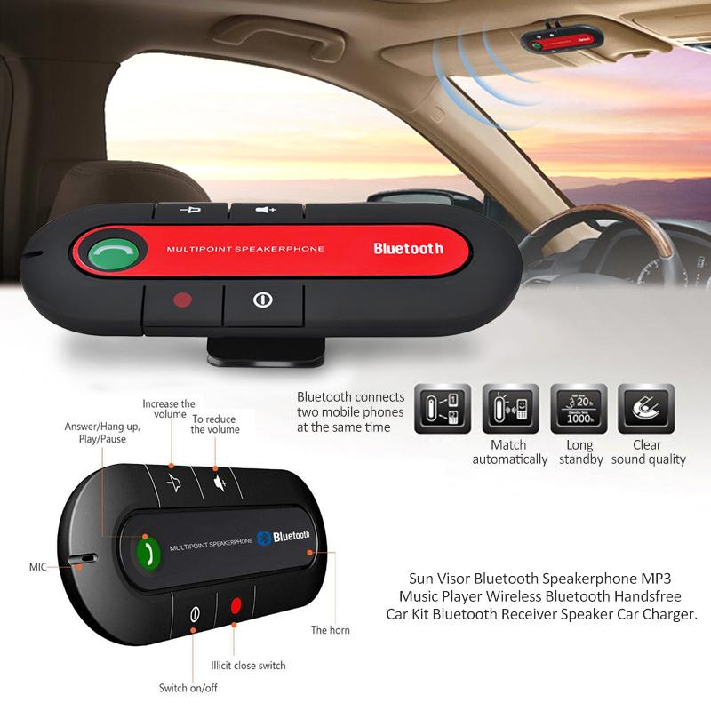 Car Mini Speakerphone Sun Visor Clip Universal Bluetooth Handsfree Car Kit Wireless Bluetooth Mp3 Music Player Adapter