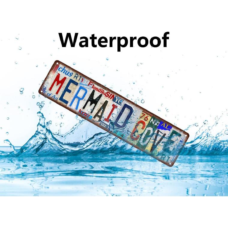 Mermaid Cove Metal Tin Sign Funny Vintage Slim Street Signs 16 X 4 Inch Wall Art for Home Farmhouse Bar Cafe Garage Indoor Outdoor Decor