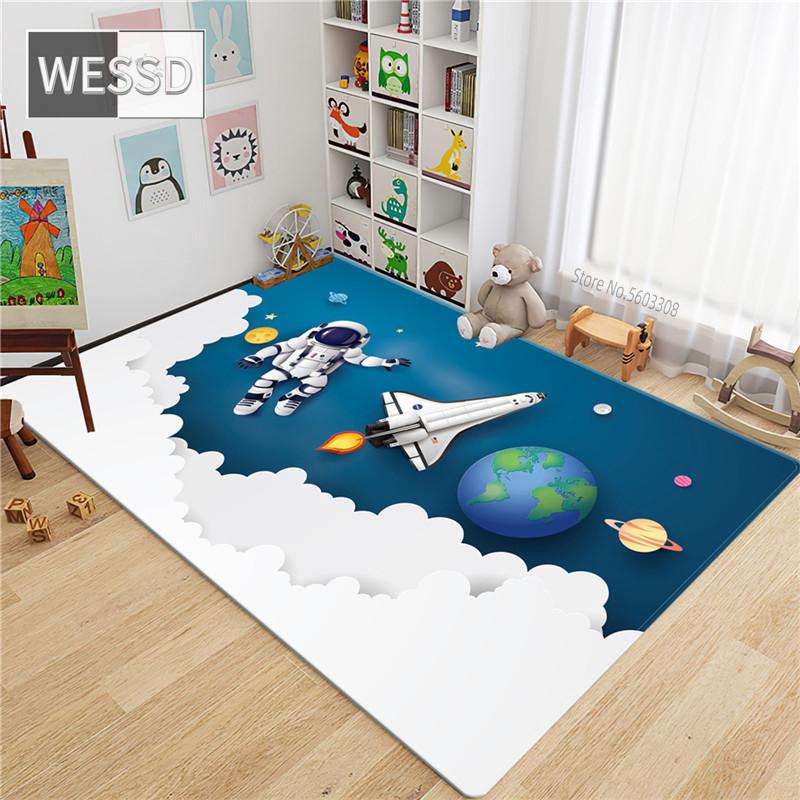 3D ковер с рисунком ракеты-космонавта, космический фланелевой губчатый коврик, коврик для подростковой комнаты, милый коврик, прикроватный ковер