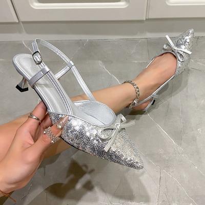 Босоножки женские на каблуке Туфли-лодочки с острым носом Слингбэки Летний тренд 2025 Вечерние платья Сексуальные туфли-лодочки Mujer