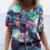 2022 New Women's T-shirts Skull Print Women's Short-sleeved Tops V-neck Pullover Streetwear Oversized T-shirts Summer Clothing
