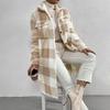 Women's Casual Coat Winter Overcoat Jacket Plaid Print Drop Shoulder Teddy Coat
