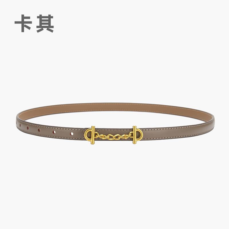 Retro Chain Smooth Buckle Belt For Women, Simple Style Jeans Belt For Women