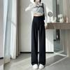 Black Wide-leg Pants Summer Women's Thin Sunscreen Lazy Wind Small Man Straight High Waist Pendant Feeling Ice Silk Suit Pants