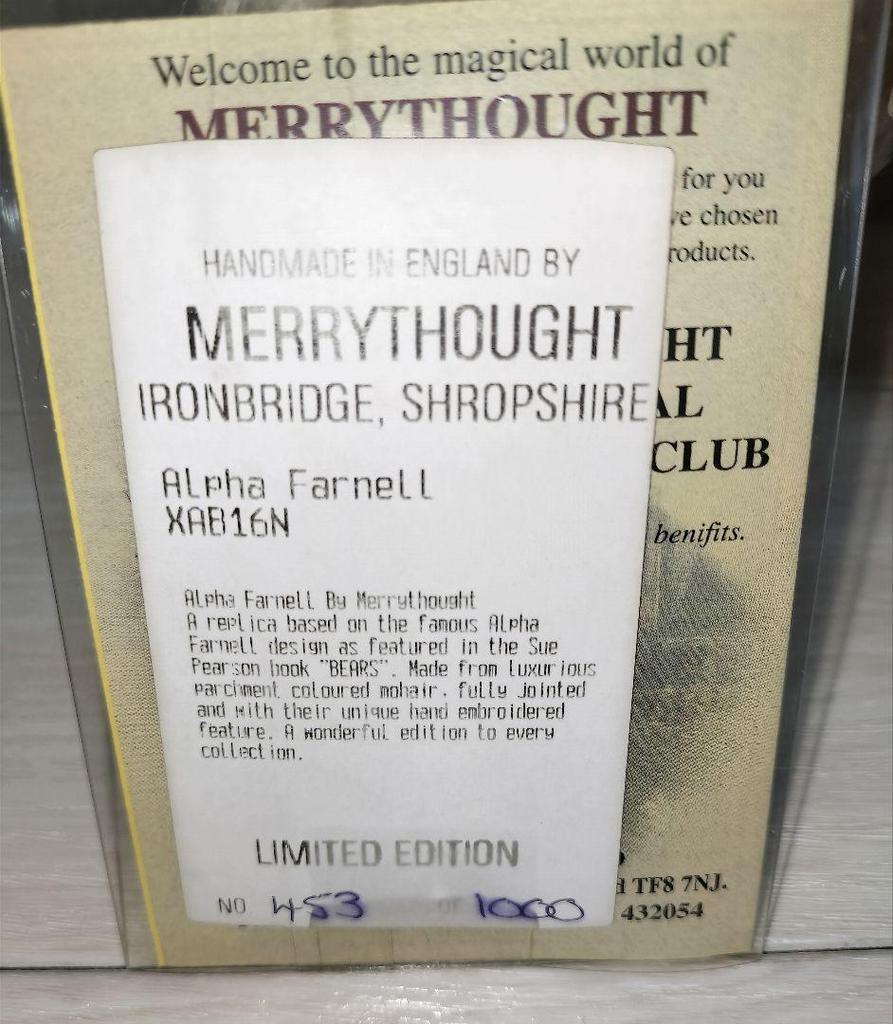 [USED] Merrythought Teddy Bear Limited Edition 453/1000