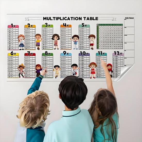 Dry Erase Color Multiplication Table for Kids Reusable Dry Erase Multiplication Chart Math Board for Walls Doors Chalkboards