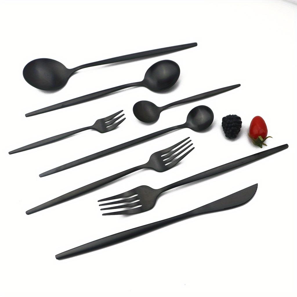 Набор столовых приборов из нержавеющей стали премиум-класса из 32 предметов - MatteCutlery на 4 персоны Прочная, устойчивая к ржавчине посуда для дома