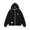 Vintage Zip-Up Hoodie Men Women Street Style Loose Fit Embroidered Color Block Sweatshirt Casual Outerwear