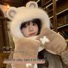 Winter Warm Plush Hooded Scarf Hat Set