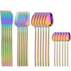 24Pcs Dinnerware Stainless Steel Tableware Set Gold Mirror Cutlery Kitchen Knife Fork Spoon Restaurant Wedding Flatware Set