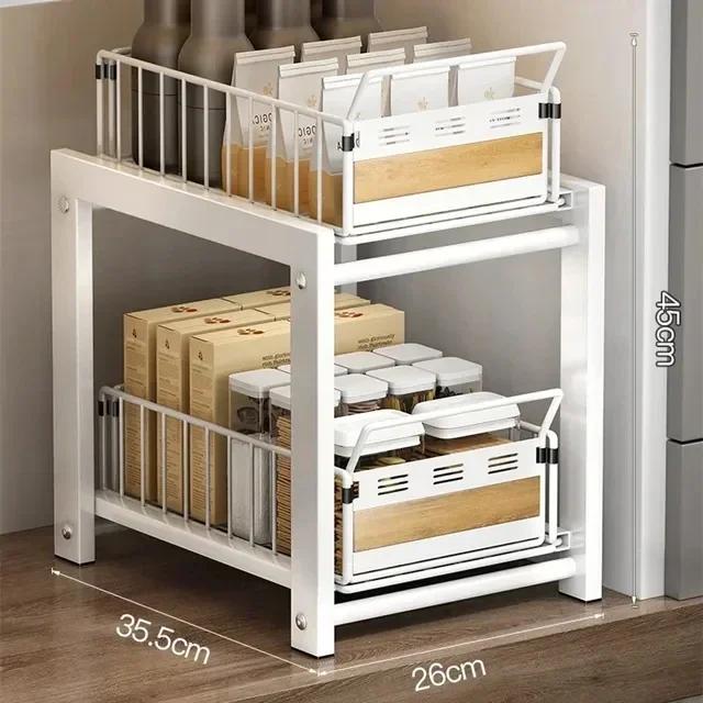 Стойка для хранения кухонной мойки, приправы, посуда, выдвижная корзина, шкаф для хранения раковины, корзина для бытовых мелочей, многоуровневый держатель для хранения