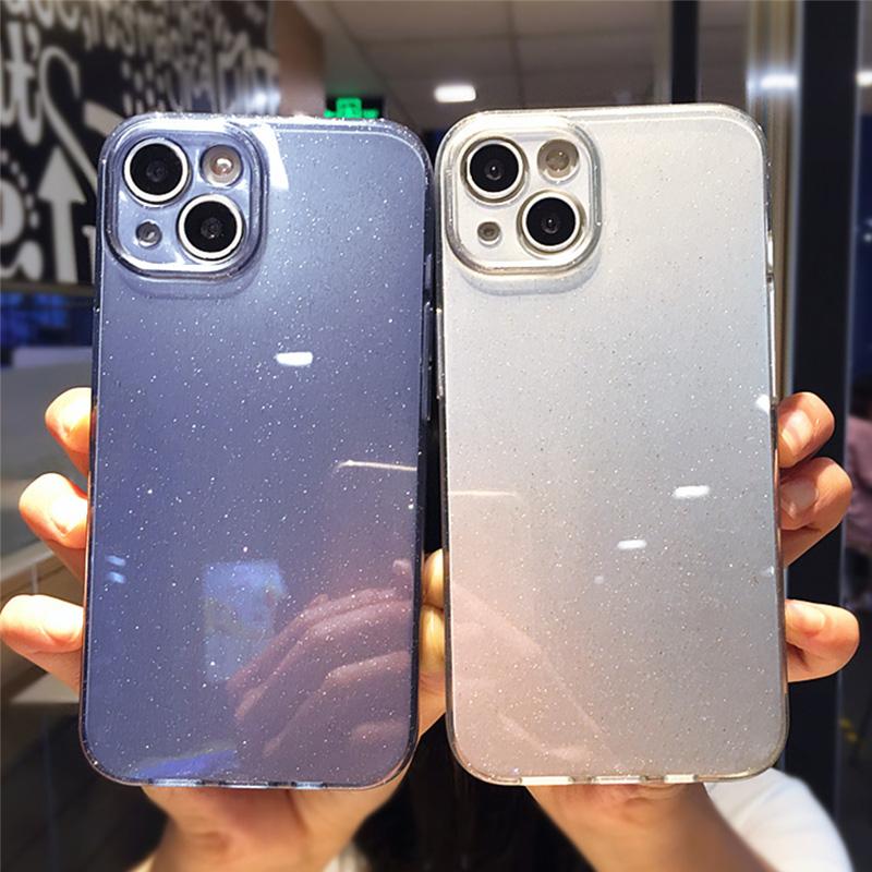 Прозрачный чехол для телефона с ледяным кристаллом и блестками для Iphone 13 12 11 Pro Max Xr Xs X 11 13 Pro, защита объектива, противоударная прозрачная задняя крышка