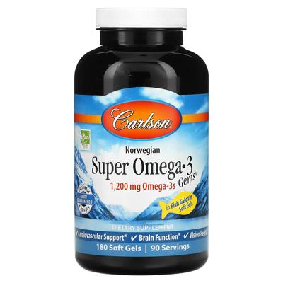 Норвегия, Super Omega-3 Gems, 1200 мг, 180 мягких капсул (600 мг на мягкую капсулу)