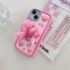 Cute Cartoon 3D Bow-knot Bracket Phone Case for iPhone 11 12 13 14 15 Pro Max 12 Pro 13 Pro 14 Pro Max Anti-drop Soft Silicone Cover