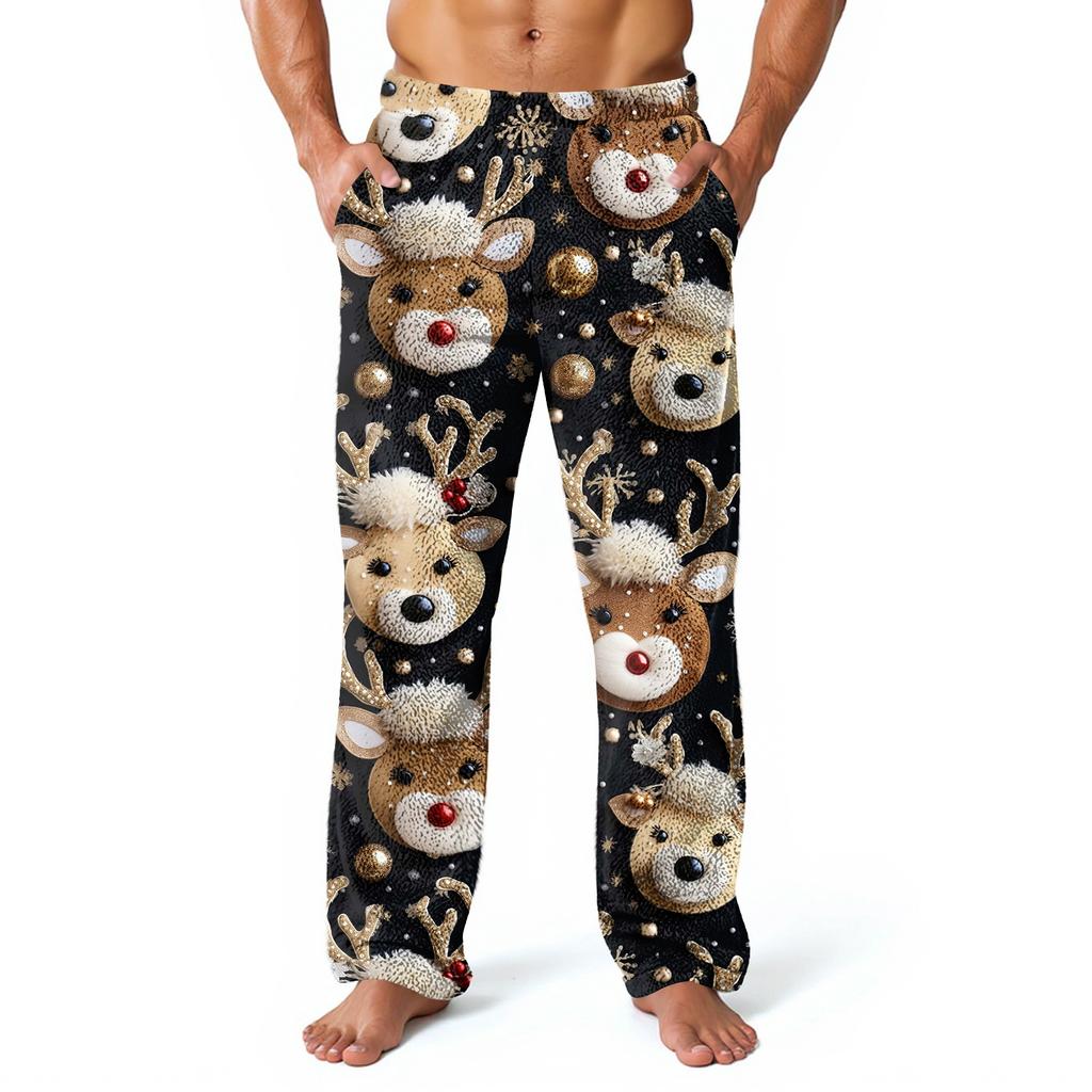 Мужские рождественские пижамные штаны ComfyPants с карманами Мягкая домашняя одежда Одежда для сна Повседневные праздничные пижамные штаны