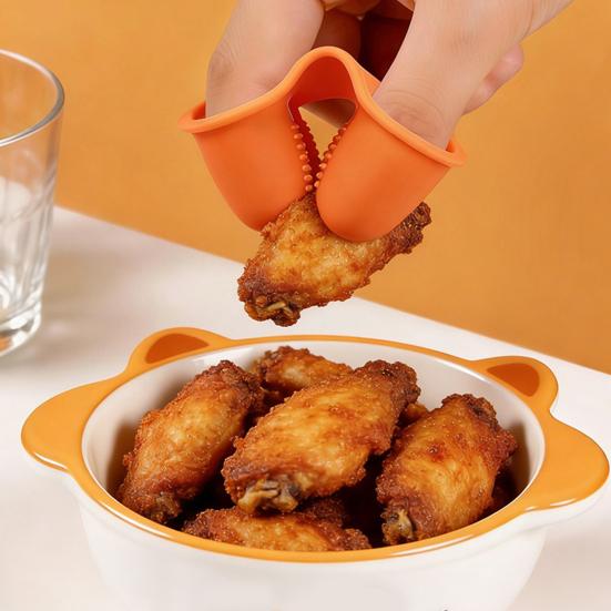 Силиконовые щипцы для пальцев Нескользящие щипцы для finger food Многоразовые щипцы с захватом для пальцев для поедания жареной курицы чипсов закусок Домашнее и дорожное использование