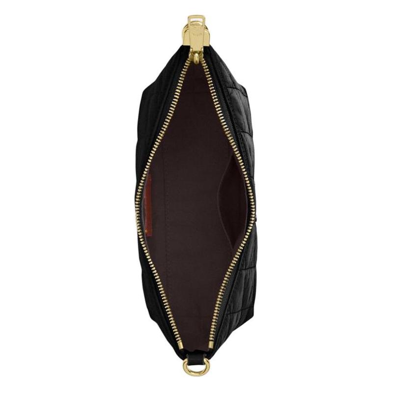 COACH Caitlin 24 Quilted Design Detachable Handle Chain Strap Zipper Closure Calf Leather Shoulder Bag Medium Women's Black