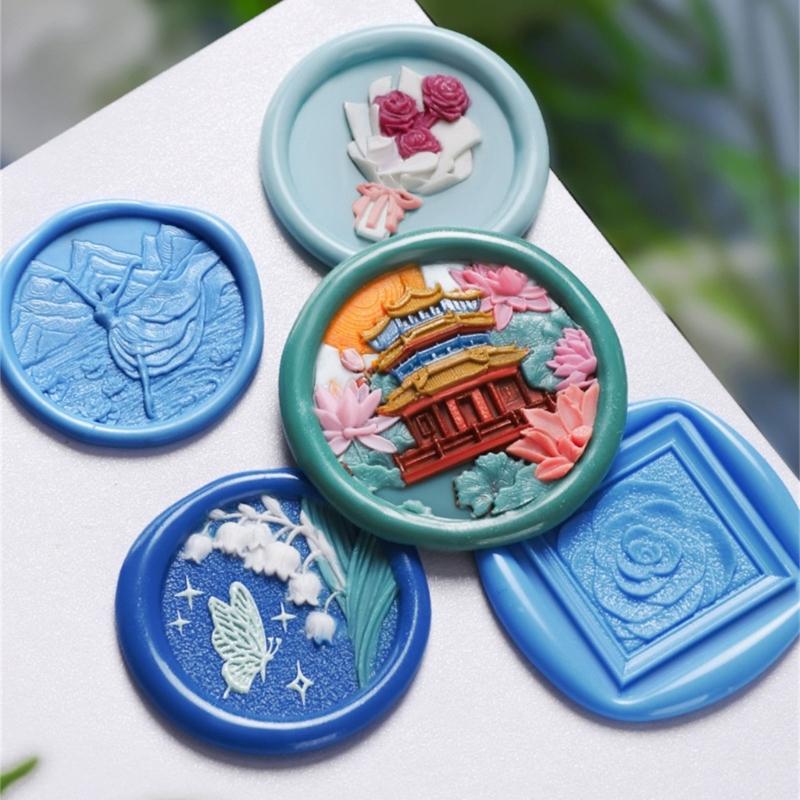 Штамп для восковой печати с цветочным тиснением для свадебного приглашения, конверта, штамп для восковой печати с цветочной текстурой