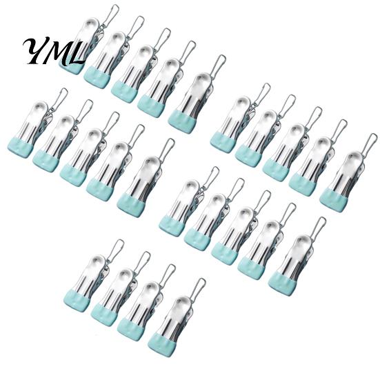 Windproof Clothespins for Breezy Days 24PCS Stainless Steel Clothes Pegs, with Non-Slip Rubber Coating, Heavy Laundry Clips Drying Duty Clips,