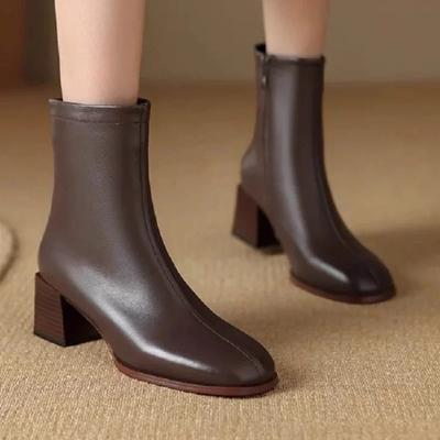 На среднем каблуке 2024 года, осень, новые, популярные, универсальные, однотонные, женские, удобные, однотонные, модные, простые, однотонные