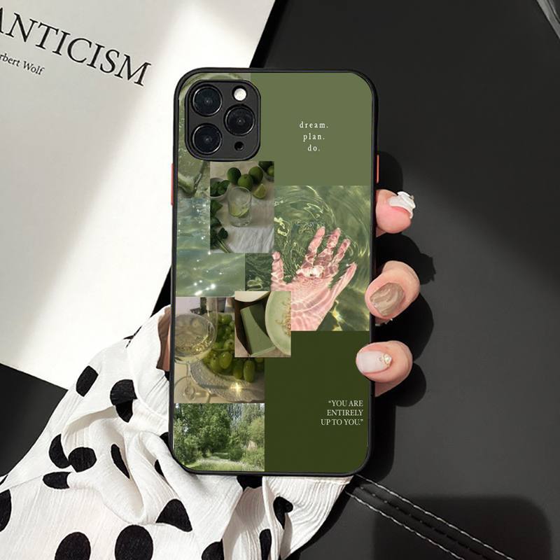 Зеленый эстетический чехол для телефона iPhone 13 11 8 7 6 6S Plus 7 8 plus X XS MAX 5S XR 12 Pro max se 2020 Funda Cover
