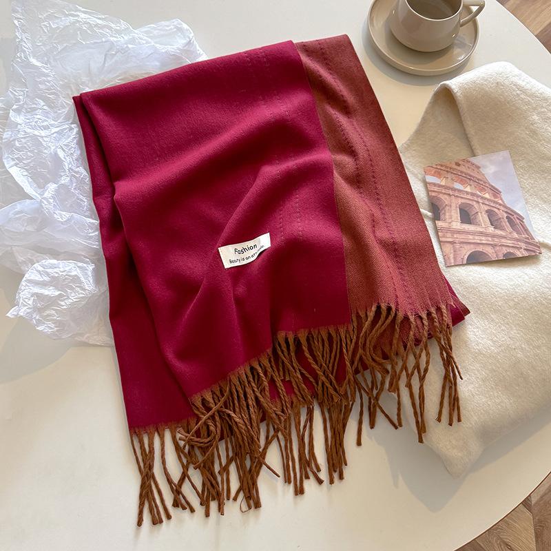 Luxury Winter Cashmere Scarf Women 2 Colours Handkerchief Warm Pashmina Female Shawl Korean Wrap Soft Bufanda Scarves Stole