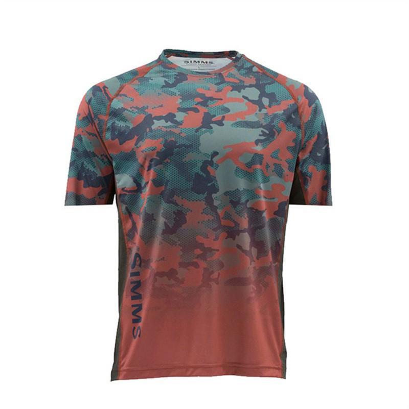SIMMS Fishing Clothes Camo Sunblock Outdoor Luya Short-sleeved Sweatshirt Breathable T-shirt Top