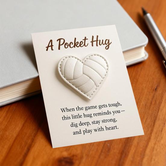 Volleyball Heart Pocket Hug Handmade Encouragement Token Symbol of Teamwork Courage Inspirational Gift for Volleyball Lovers Family And Friends