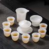 Pu Jade Porcelain Tea Set, Cover Bowl, Tea Cup for Home Use, High-end Gifts for Customers, Business Company Gifts
