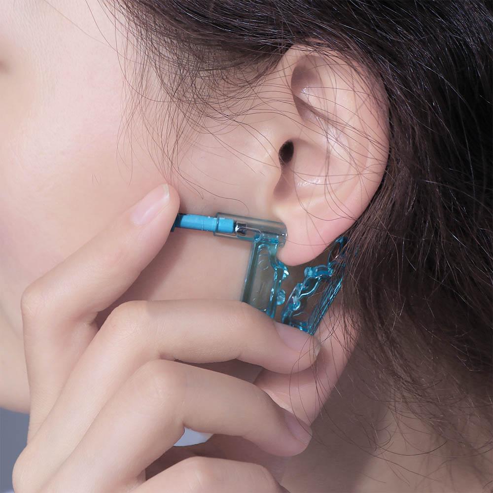 Transparent Blue Nose Ear Piercing Tool Ear Nail Tool Wearing Ear Device Earring Piercer Machine