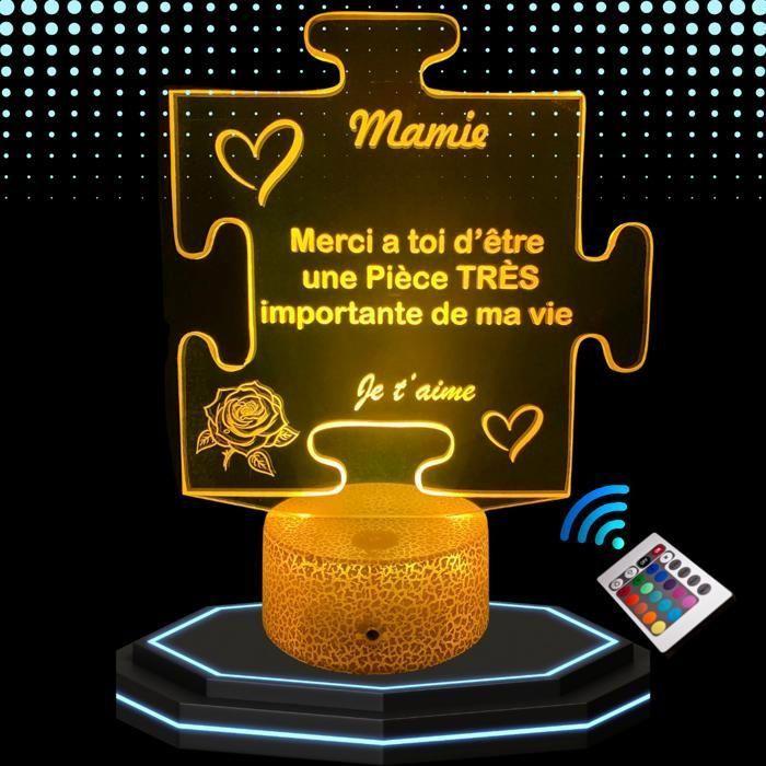 Lampe de chevet 3D LED - Mamie - Message d'Amour - 16 Couleurs - Télécommande - Tactile