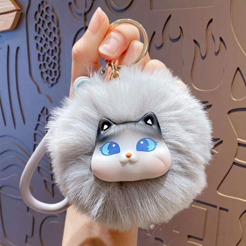 PVC Cat Plush Keychain Backpack Charms Kitten Car Keyring Cute Cat Plush Pendant Decoration