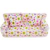 1 Pc Mini Dollhouse Furniture Flower Cloth Sofa With 2 Cushions For Barbie Doll House Toy Accessory