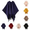 Ladies' Fashionable Single-color Fringed Slit Shawl, Double-sided Three-dimensional Wavy Warm Imitation Cashmere Scarf, Cloak Cardigan