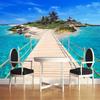 Custom Photo Wall Paper Island Wooden Bridge 3D Landscape Painting Background Wall Decorations Living Room Mural De Parede 3D