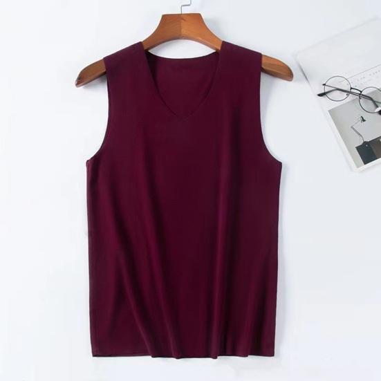 Men Winter Seamless Thermal Vest V-neck Sleeveless Thermal Underwear Thickened Elastic Slim Fit Bottoming Shirt Thermal Tops