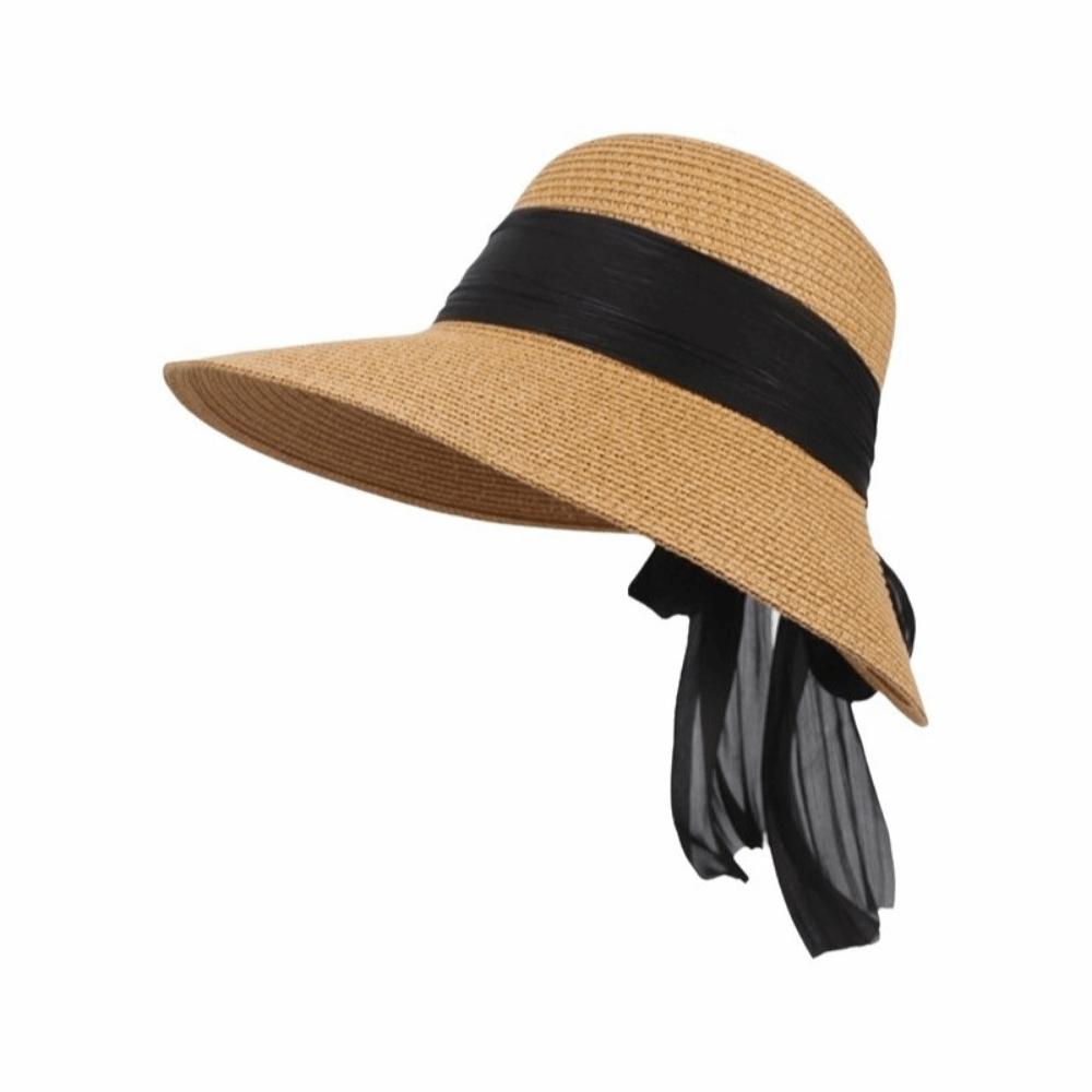 Foldable Straw Weaving Beach Hat UV Protection Woven Straw Hat French Style Straw Sun Hat Summer