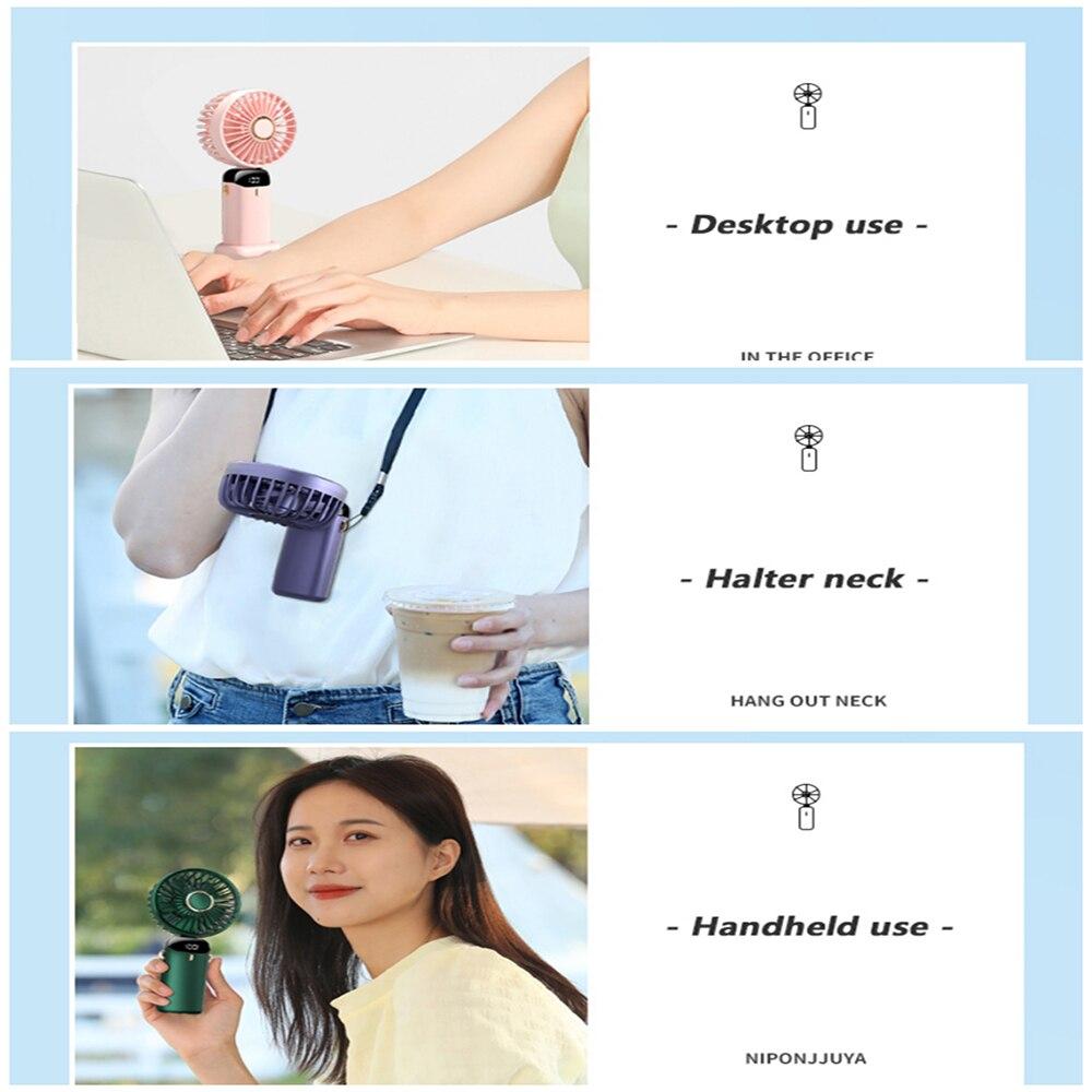 2023 Новый портативный портативный складной офисный настольный вентилятор, многофункциональный складной двойной аккумулятор, 3000 мАч, электрический вентилятор с шейным ремешком