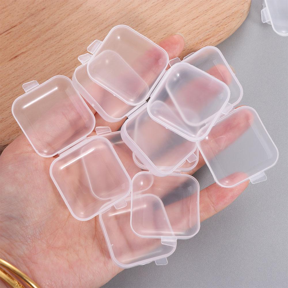 100 Pcs Finishing Mini Storage Box Transparent Square Plastic Case Jewelry Storage Case Girls Women