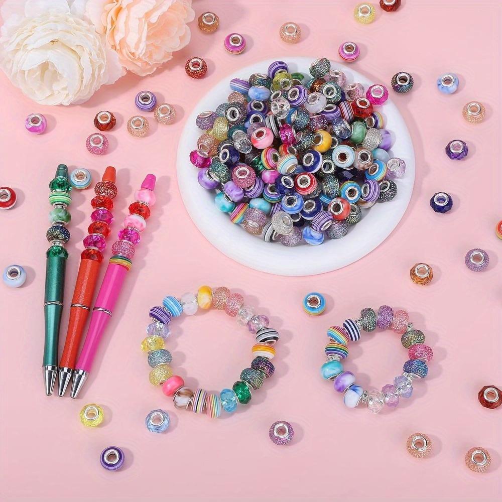 10/30/60 шт., смоляной материал, случайный стиль, большое отверстие, бусина, многоцветная, модная, декоративная бусина, сделай сам, браслет, ожерелье, брелок, производство ювелирных изделий