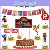 Яркие товары для вечеринки в стиле Roblox для детских празднований дня рождения с баннерами и топперами для торта