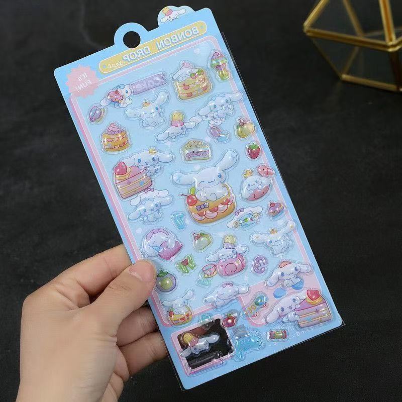 10pcs Kuromi Pochacco Cinnamoroll Cartoon Relief Fun Stickers 3d Stickers Cute Stereo Stickers Children Handmade Diy Accessories