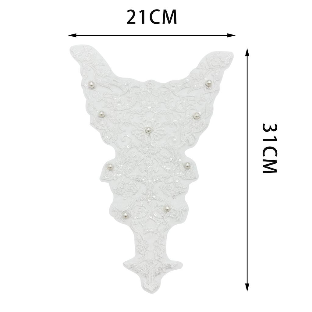 White Pearl Mesh Decorative Pair Neck Cloth Sticker Handmade Accessories Lace Embroidery Front Neck Dress Fake Neck Flower