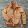 Chinese Size Classic Flight A2 Pilot Jacket Vintage Dirty Yellow Oil Waxed Cowhide Genuine Leather Jacket Men Aviator Jackets Male Coats