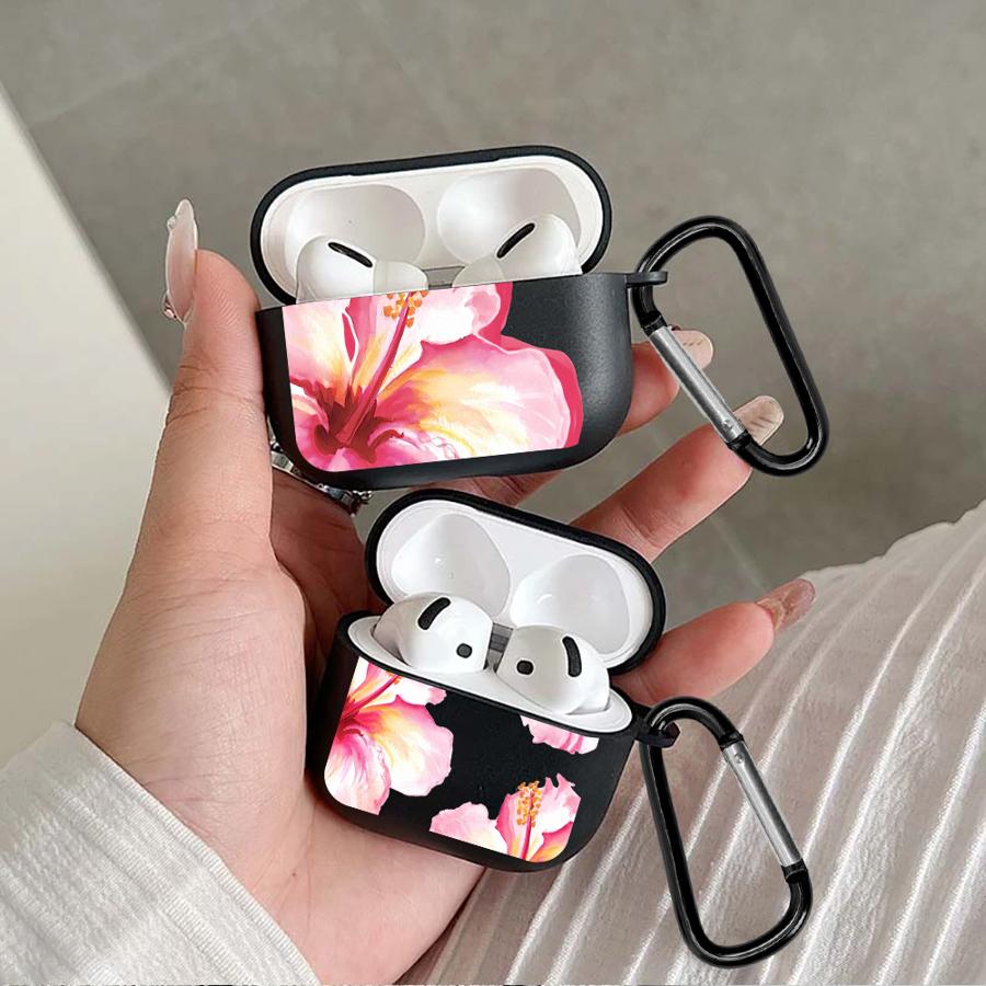 Чехол для Airpods Pro 2 Pro3 1 3 4 Pro2 Чехлы для наушников Обложка Розовый цветок гибискуса