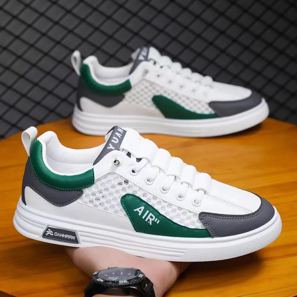 Men's shoes 2024 summer breathable thin mesh hollow one pedal small white board shoes men's casual sports net shoes tide