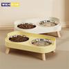 A Colorful Dopamine Pet Double Bowl Fashion Feeding Large Capacity Stainless Steel Dog Bowl Drinking Water Neck Cat Double Bowl